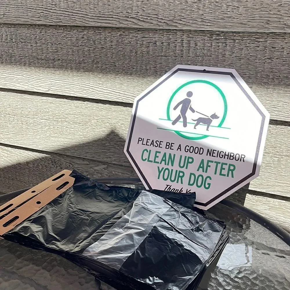 COPY - Dog waste bag , sign. Please be a good neighbor, clean up after your dog…